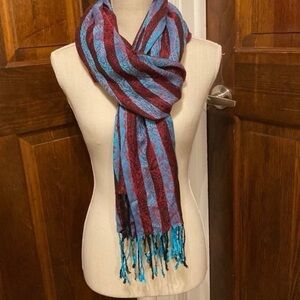 Bijou Brigitte Striped Paisley Print Scarf or Wrap 81X30